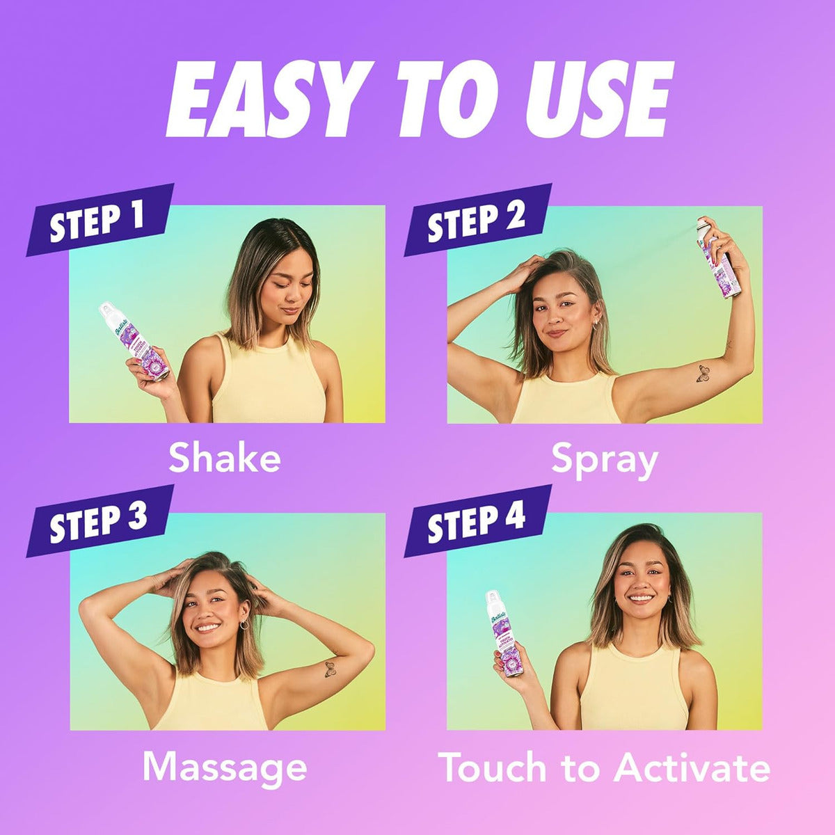 Batiste Champú Seco Activado Por Toque, Hasta 24 Horas De F