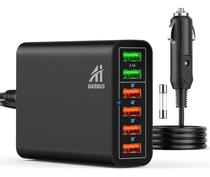 Cargador De Coche Usb De Múltiples Puertos, 96w 6 Puerto