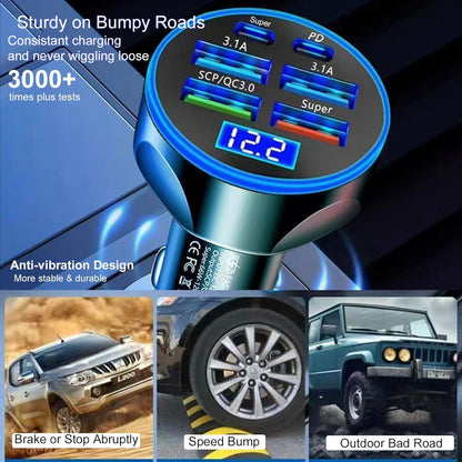 Adaptador De Cargador De Coche Usb C De Múltiples Puertos P