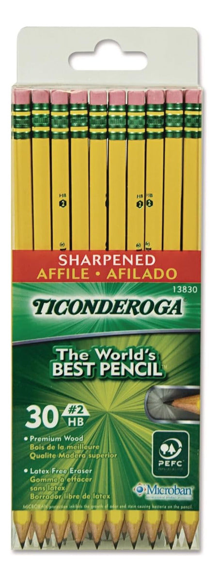 Ticonderoga. - Lápices De Grafito #2 Hb Blando, Pre Afilados