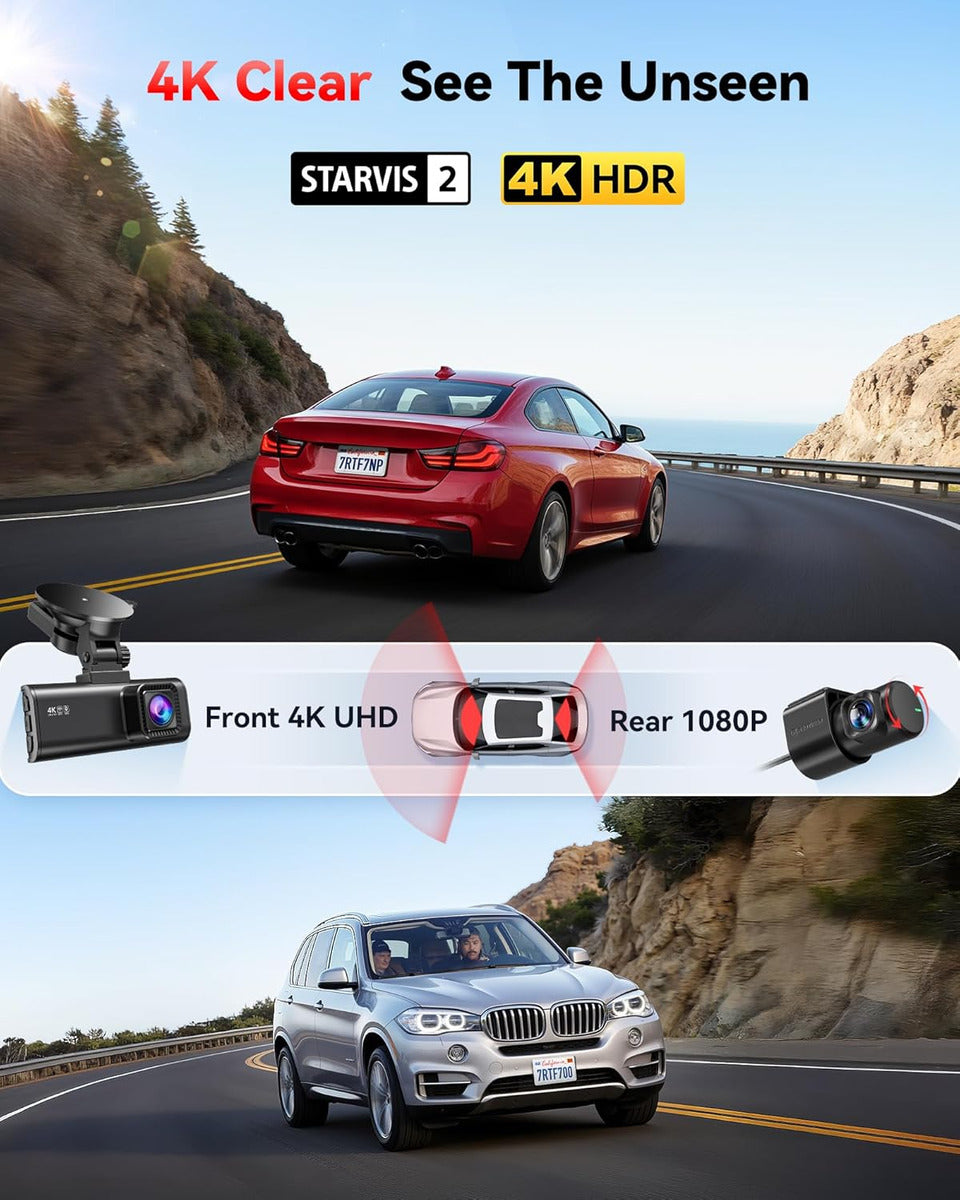 Redtiger Cámara De Tablero 4k Frontal Trasera, Sensor Starvi