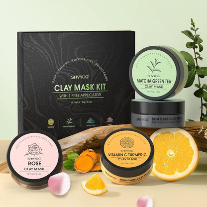 Shvyog Juego De 4 Mascarillas Faciales  Máscara De Arcilla