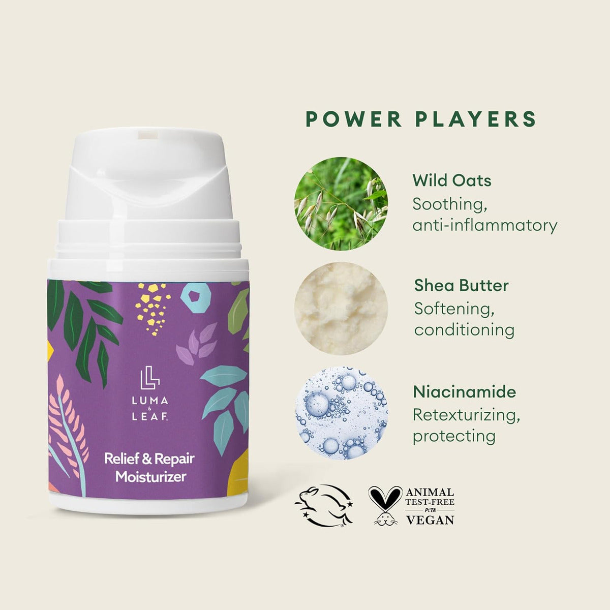 Luma & Leaf Hidratante Facial Para Piel Seca  Crema Facial