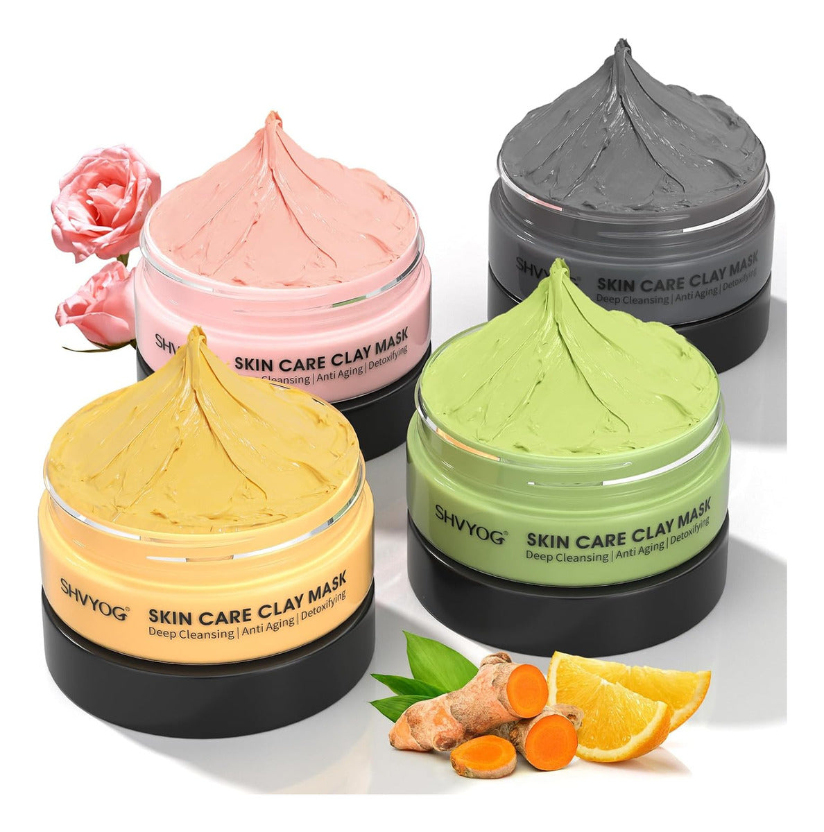 Shvyog Juego De 4 Mascarillas Faciales  Máscara De Arcilla