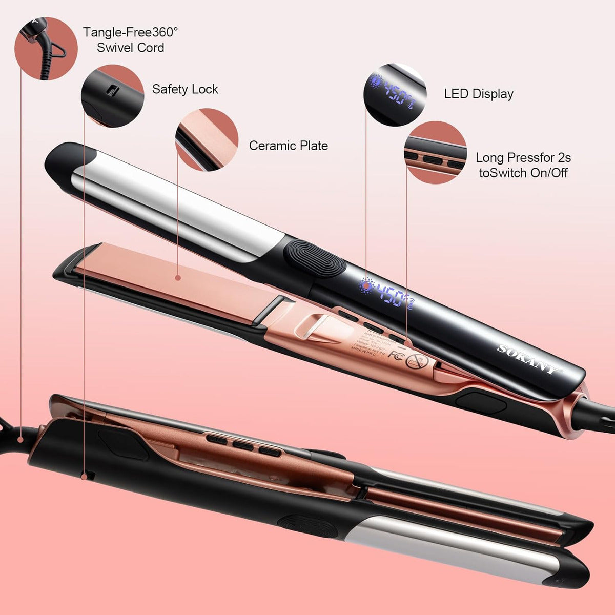 Sokany Plancha De 1 Pulgada Para Cabello Alisadora Y R, Plac
