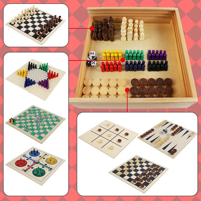 Juegoal Juego De Mesa De Madera 7 En 1 Para Niños Y Adultos,