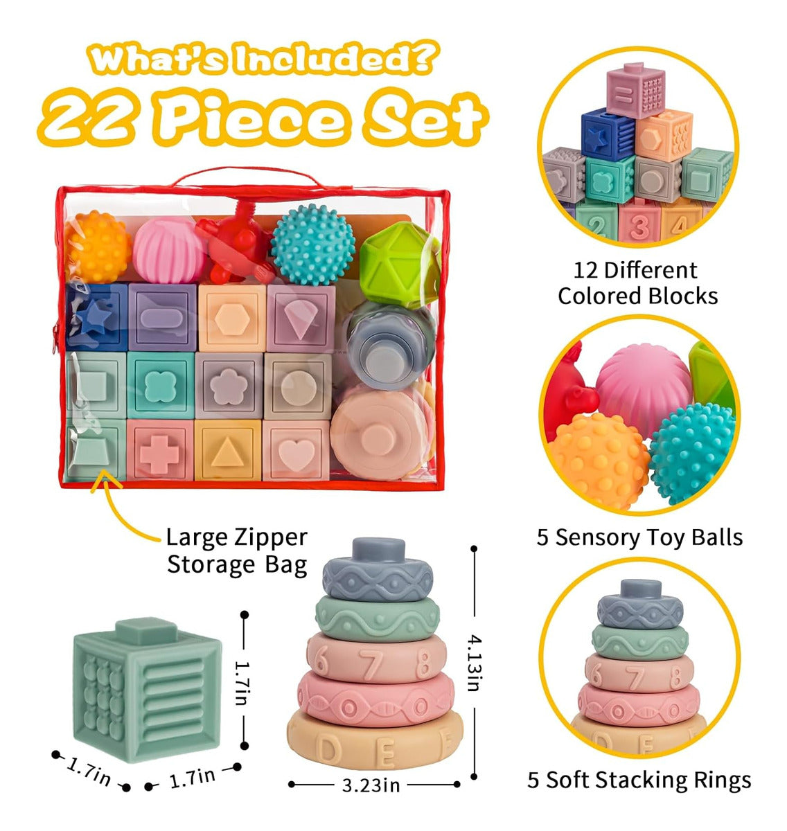 Springflower Juguetes Montessori 3 En 1 Para Bebés De 0-3-6-