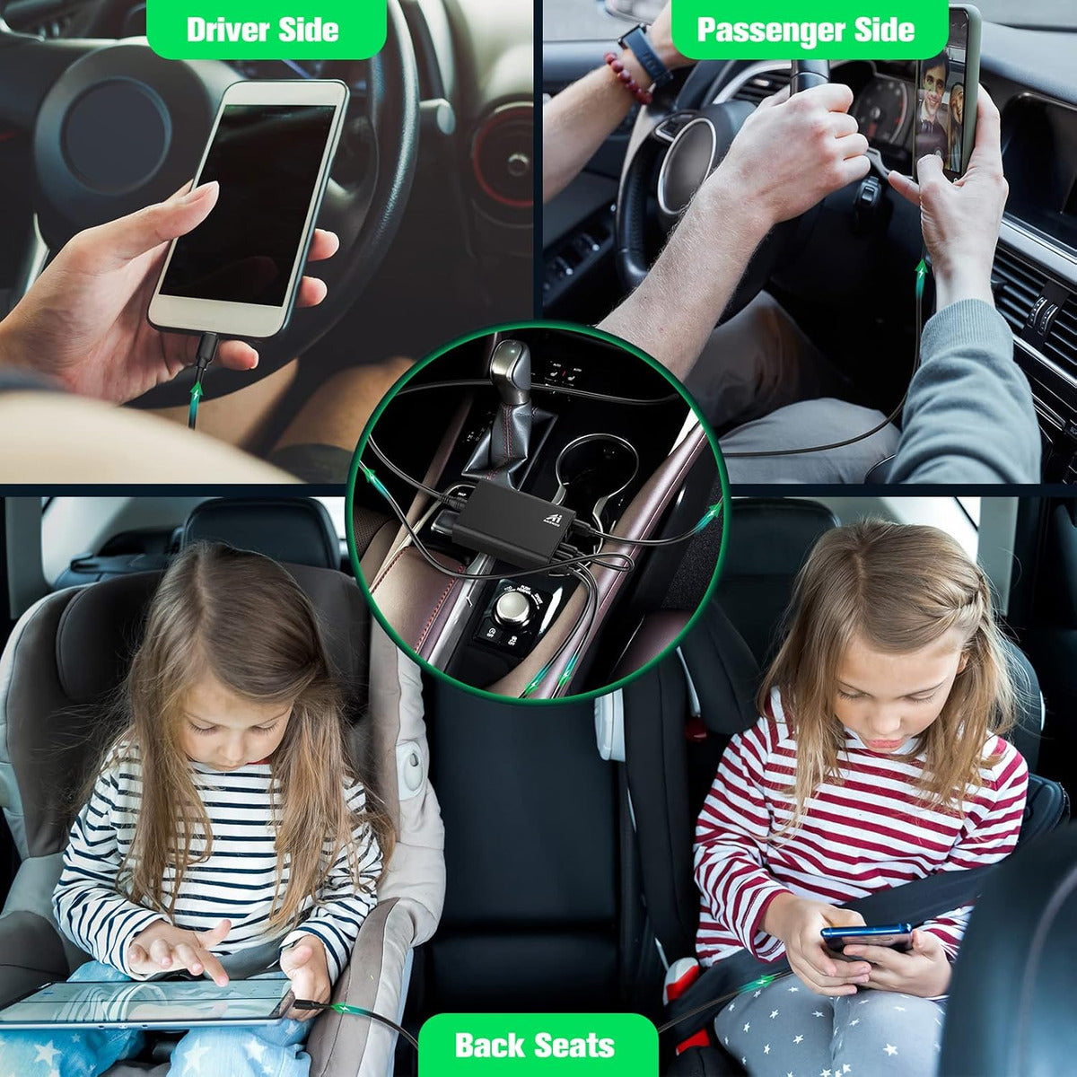 Cargador De Coche Usb De Múltiples Puertos, 96w 6 Puerto