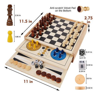 Juegoal Juego De Mesa De Madera 7 En 1 Para Niños Y Adultos,