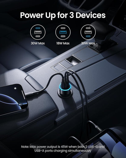 Pisen Cargador De Coche Usb C De 60 W - Adaptador De Cargado