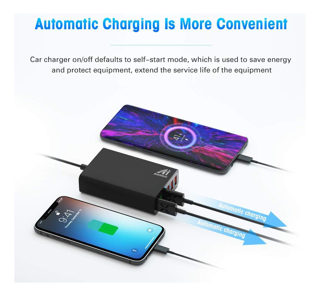 Cargador De Coche Usb De Múltiples Puertos, 96w 6 Puerto