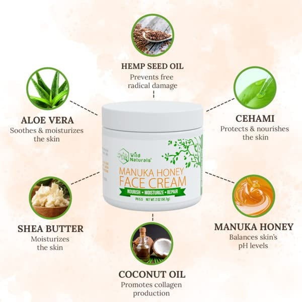 Wild Naturals Crema Facial De Miel De Manuka Para Piel Seca,