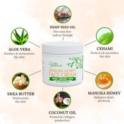 Wild Naturals Crema Facial De Miel De Manuka Para Piel Seca,