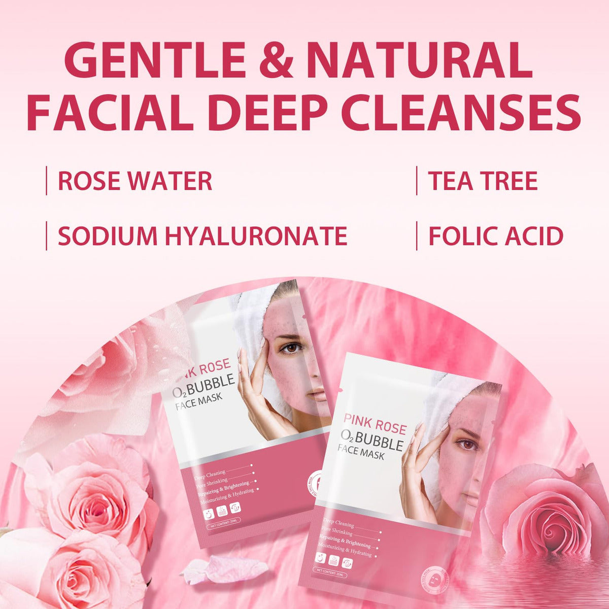 Paquete De 10 Mascarillas Faciales De Burbujas Rosa O2 Para