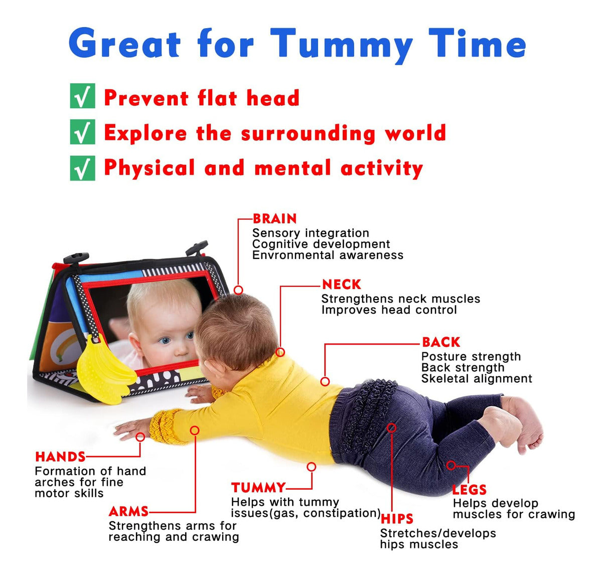 Espejo Para Bebé Tummy Time, Juguetes Para Bebés Recién Naci