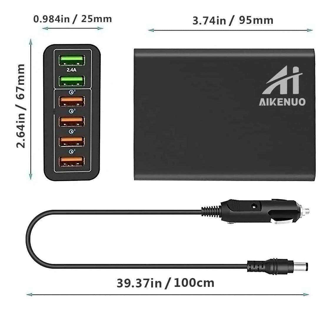 Cargador De Coche Usb De Múltiples Puertos, 96w 6 Puerto