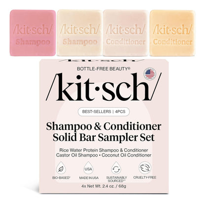 Kitsch Juego De Champú Y Acondicionador, 4 Barras De Muestr