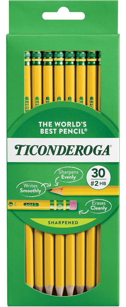 Ticonderoga. - Lápices De Grafito #2 Hb Blando, Pre Afilados