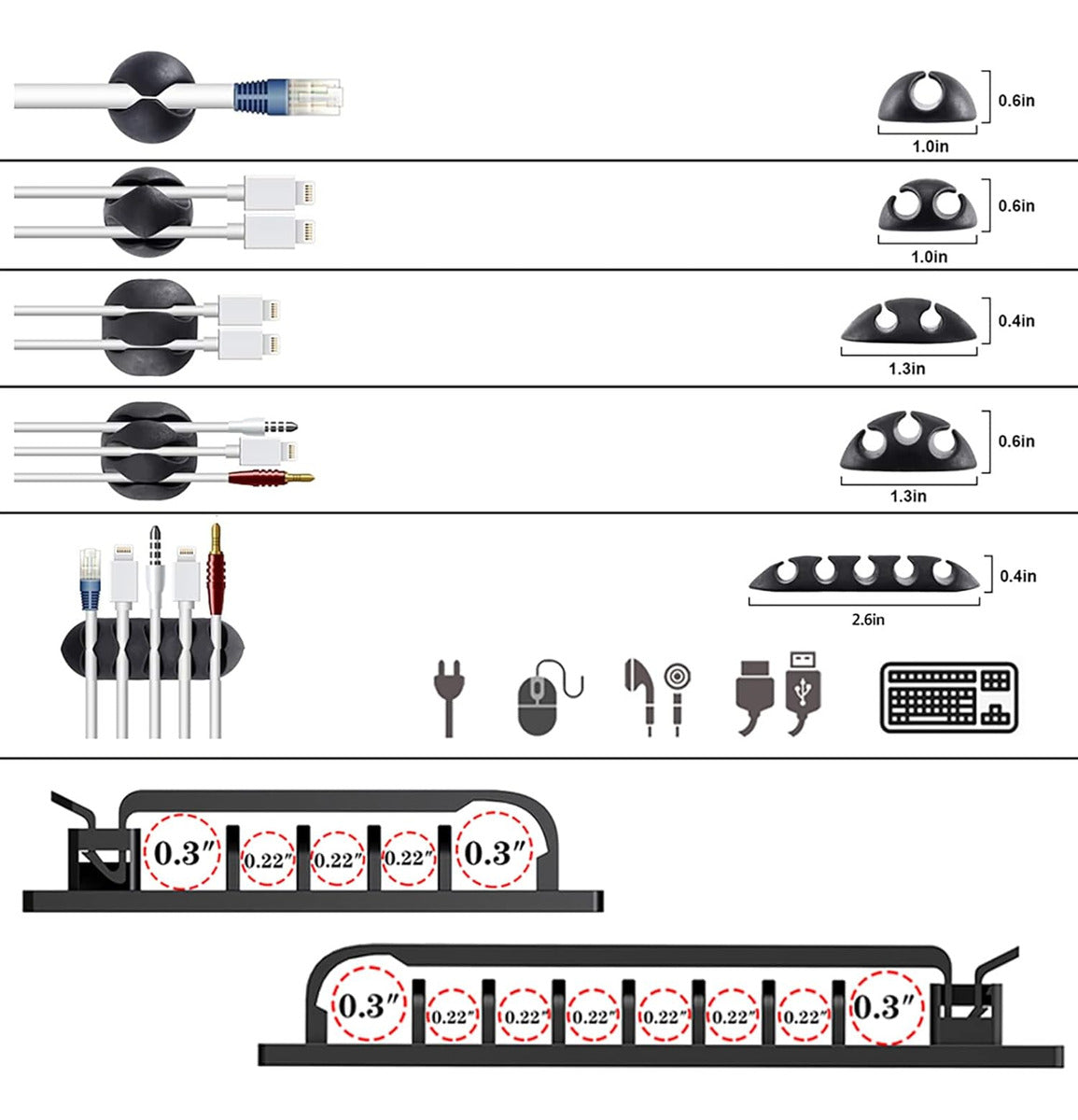 N Norocme Kit De Organización De Cables De 192 Piezas, 4