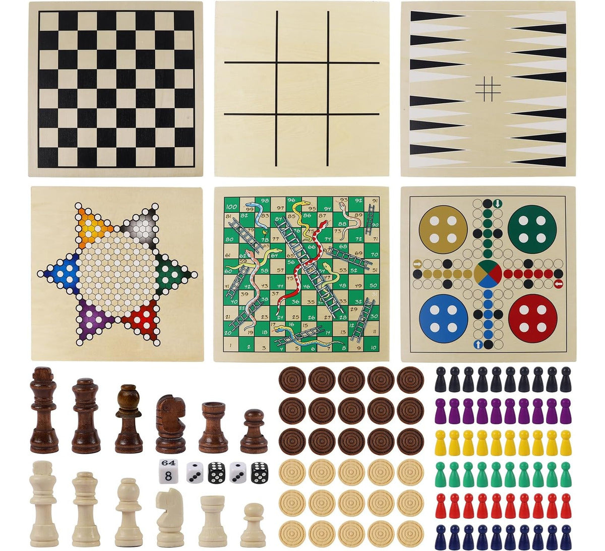 Juegoal Juego De Mesa De Madera 7 En 1 Para Niños Y Adultos,