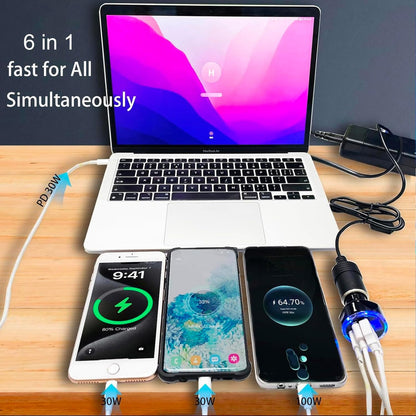 Adaptador De Cargador De Coche Usb C De Múltiples Puertos P