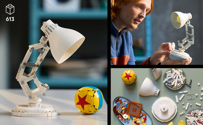 LEGO Ideas Disney Pixar Luxo Jr. - Juego de decoración de habitación y construcción para adultos - Decoración de oficina y escritorio para mujeres y hombres a partir de 18 años - Kit de bricolaje de