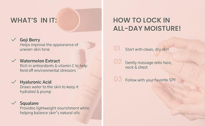 Karuna - Crema hidratante todo el día, crema facial antiarrugas fuera de set Sequedad y líneas finas - Hidratante facial hidratante, extracto de sandía antioxidante, ácido hialurónico, bayas de Goji y