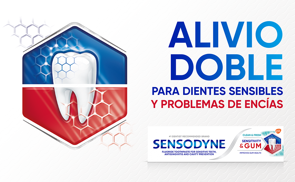 Sensodyne Sensitivity & Gum Sensitive Pasta dental para gingivitis, tratamiento de dientes sensibles, Clean & Fresh - 3.4 oz (paquete de 4)
