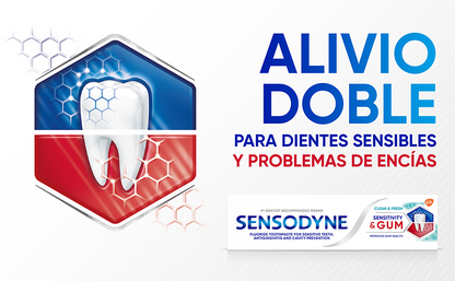Sensodyne Sensitivity & Gum Sensitive Pasta dental para gingivitis, tratamiento de dientes sensibles, Clean & Fresh - 3.4 oz (paquete de 4)