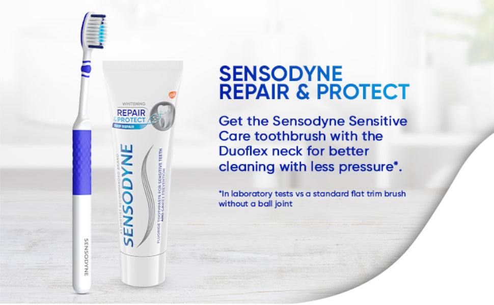 Sensodyne Repair & Protect - Pasta dental blanqueadora para dientes sensibles y prevención de caries, 3.4 onzas (paquete de 4)