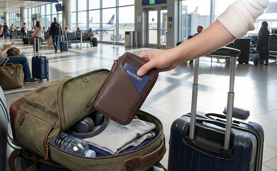 Caja de almacenamiento de accesorios electrónicos de cuero de grano completo, bolsa organizadora de cables de viaje, estuche enrollable con cremalleras, organizador técnico de cuero para banco