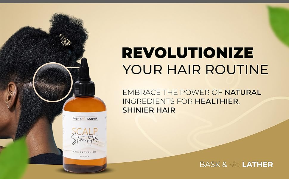 Aceite para el crecimiento del cabello y estimulador del cuero cabelludo de Bask & Lather, mezcla de menta y romero prensada en frío con semilla de uva para el crecimiento del cabello, orgánico y