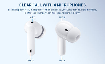 Auriculares inalámbricos A40 Pro, auriculares Bluetooth de 50 horas de reproducción, micrófono integrado con cancelación de ruido con funda de carga, auriculares Bluetooth con sonido estéreo