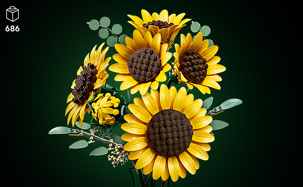 LEGO Botanicals 11502 - Ramo de girasol para adultos, a partir de 18 años, flores artificiales para la oficina en casa, dormitorio o decoración de escritorio, regalos para mujeres y hombres
