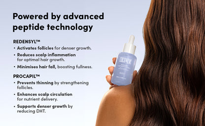 Coco & Eve Boost Therapy - Suero tripeptídico de densidad del cabello. Para cabello más grueso y lleno. Anti-pérdida de cabello y desprendimiento, tratamiento ligero para el cuero cabelludo con biotina y cafeína para volumen y restauración (2.03 onzas líq