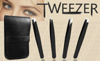 [4+1 piezas] Juego de pinzas con estuche de viaje, pinzas de aleación antioxidante profesionales de gran precisión para mujeres y hombres, multiusos como cejas y depilación facial encarnada