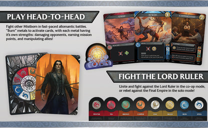 Juego de construcción de mazo de Mistborn de Brandon Sanderson - Forja alianzas en épicas batallas de combustión de metal - Juego de cartas cooperativo - Juego estratégico inmersivo - 1 a 4 jugadores