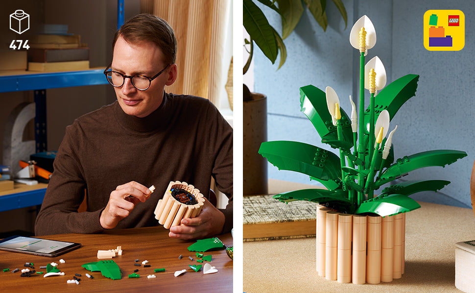 LEGO Botanicals - Juego de construcción de flores de lirio de la paz para adultos, dormitorio, estante de libros y decoración de oficina para mujeres y hombres, a partir de 18 años, regalo para el día