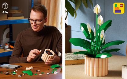 LEGO Botanicals - Juego de construcción de flores de lirio de la paz para adultos, dormitorio, estante de libros y decoración de oficina para mujeres y hombres, a partir de 18 años, regalo para el día