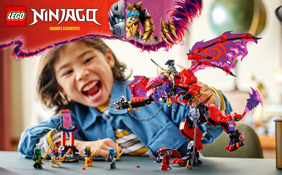 LEGO NINJAGO Thunderfang Dragón del Caos Juguete de construcción para niños a partir de 8 años – Juego de Dragón Rising con 6 minifiguras y figura de dragón articulable – Idea de regalo de cumpleaños