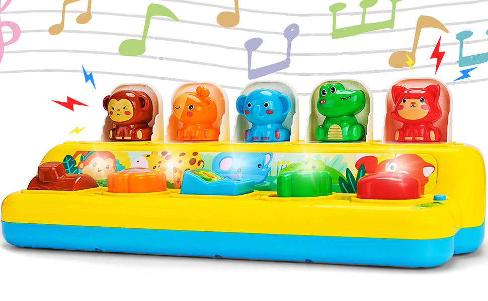 Juguetes interactivos emergentes de animales con música y luz, juguetes Montessori de causa y efecto para niños y niñas de 1 año, juguete musical educativo para bebés de 9-12-18 meses, juguete STEM