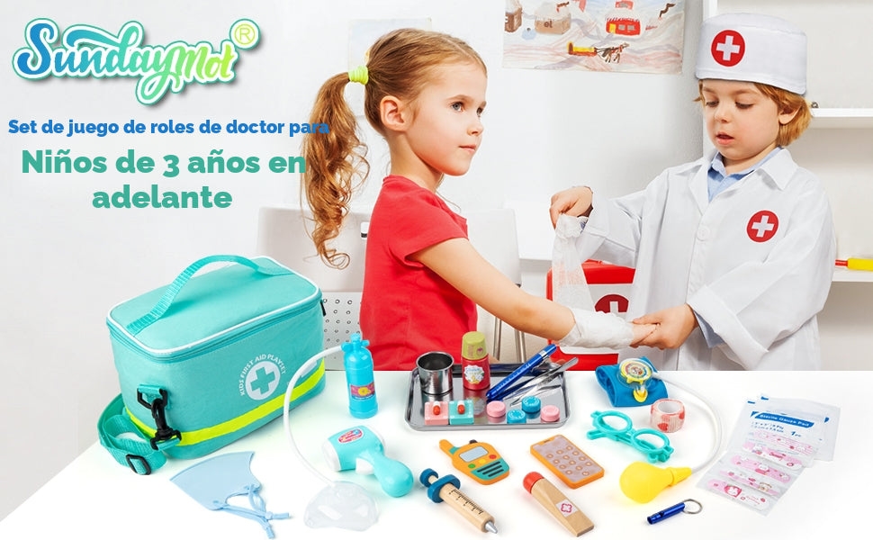 Sundaymot Kit médico para niños juego de simulación de 34