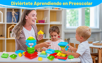 Juguetes Montessori para niños y niñas de 1, 2, 3, 4 años, actividades de aprendizaje preescolar, 30 piezas de bloques de construcción, apilables, juguetes educativos, regalos sensoriales STEM