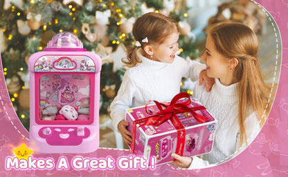 Marlrin Máquina de Garra para Niños, Mini Máquina Expendedora Juguetes de Unicornio para Niñas, Agarrador de Dulces Dispensador de Premios con Sonido y 20 Mini Juguetes de Peluche, Juego de Arcade