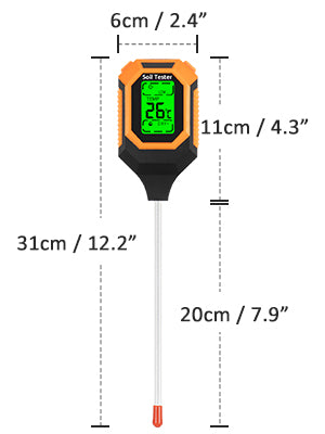 Medidor de Humedad del Suelo 4 en 1 Medidor Digital de pH/Humedad del Suelo/Temperatura de la Planta/Intensidad de Luz Solar, Pantalla LCD con Retroiluminación, Medidor de Prueba de Suelo para Jardín