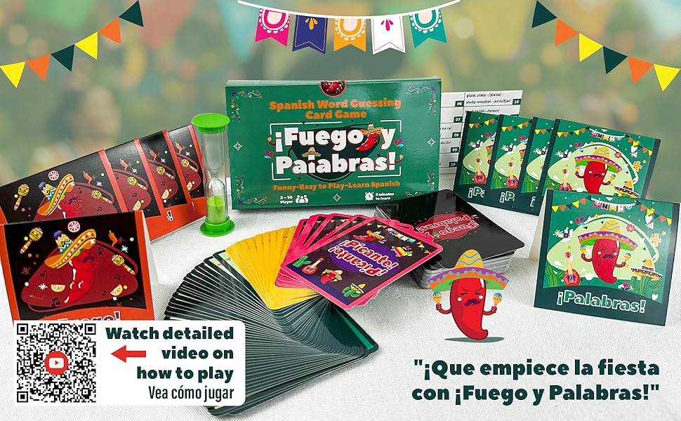 Juegos en español Tabú Charades | Juego de cartas de actuación y aprendizaje bilingüe - Desafíos fáciles y divertidos para practicar español | Perfecto para noches de juegos familiares, regalos