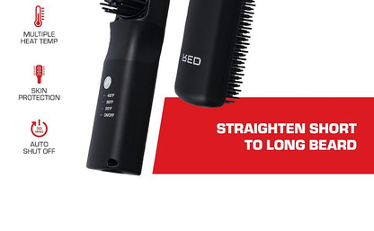 Red by Kiss Cepillo alisador de cabello iónico 2 en 1 con revestimiento de cerámica, temperatura ajustable, apagado automático, cerdas protectoras de piel y cable giratorio de 360°, suave y estilo en
