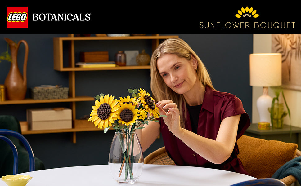 LEGO Botanicals 11502 - Ramo de girasol para adultos, a partir de 18 años, flores artificiales para la oficina en casa, dormitorio o decoración de escritorio, regalos para mujeres y hombres