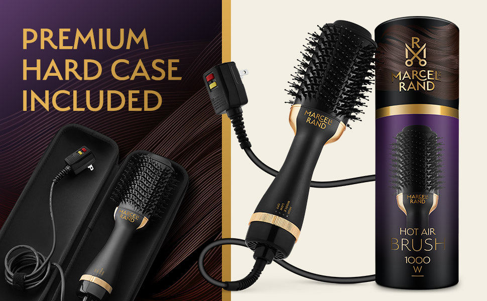 Cepillo secador de pelo ovalado 2 en 1 profesional para mujer, 2.95 pulgadas con estuche rígido de viaje y caja de regalo premium, negro y dorado