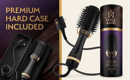 Cepillo secador de pelo ovalado 2 en 1 profesional para mujer, 2.95 pulgadas con estuche rígido de viaje y caja de regalo premium, negro y dorado